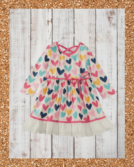 Valentine’s Day Heart Lace Girl Twirl Dress